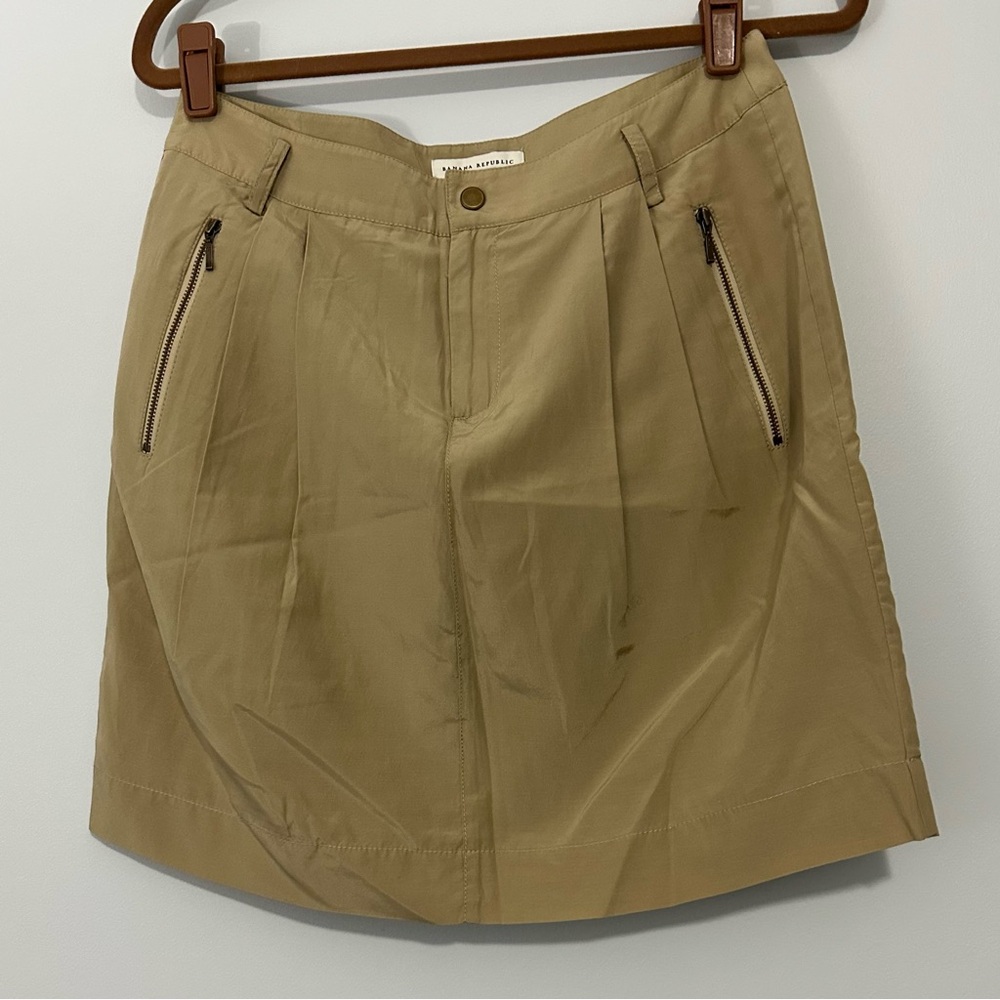 Banana Republic Khaki Mini Skirt with Zip Pockets